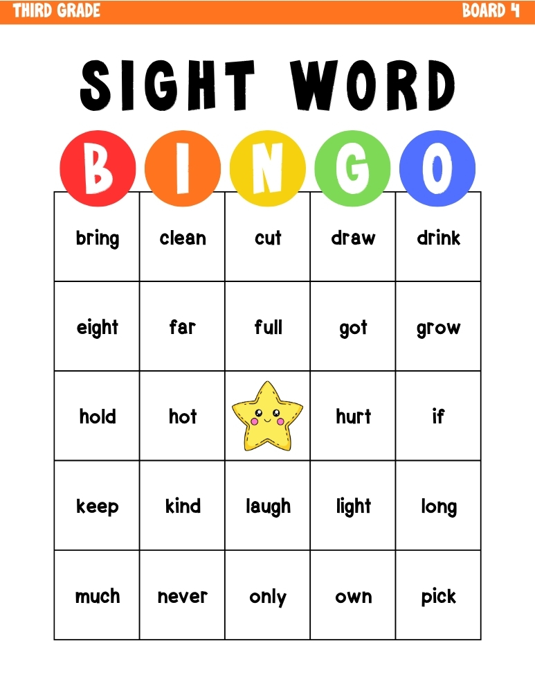 sight word bingo games, education printable, PDF, instant download, kids