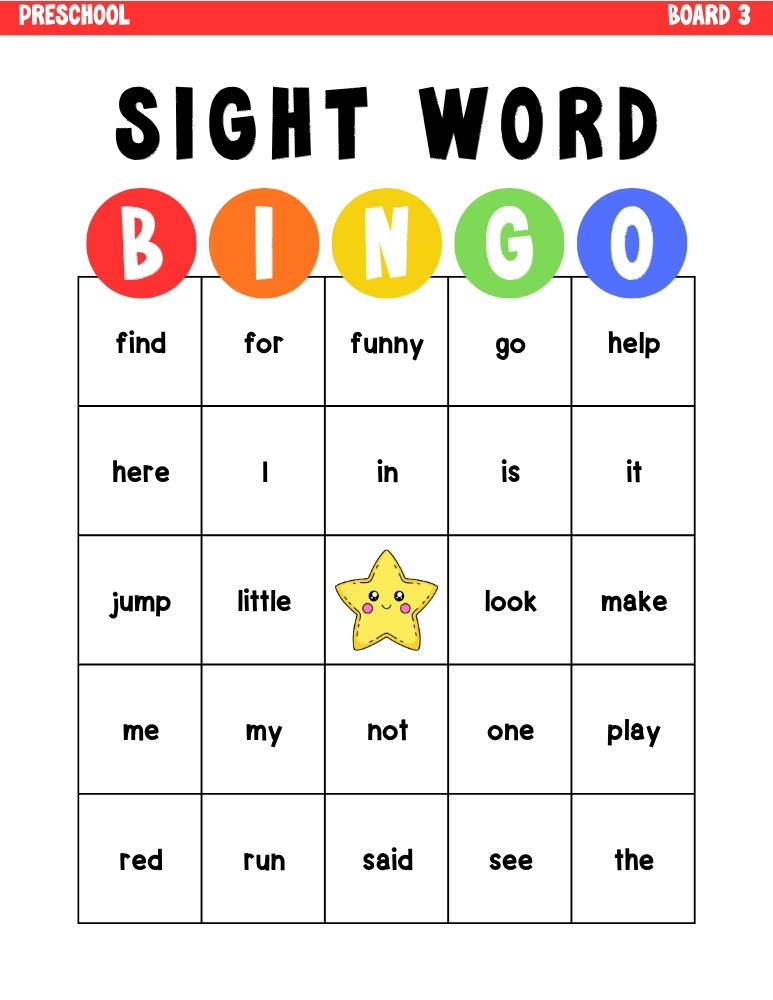 sight word bingo games, education printable, PDF, instant download, kids