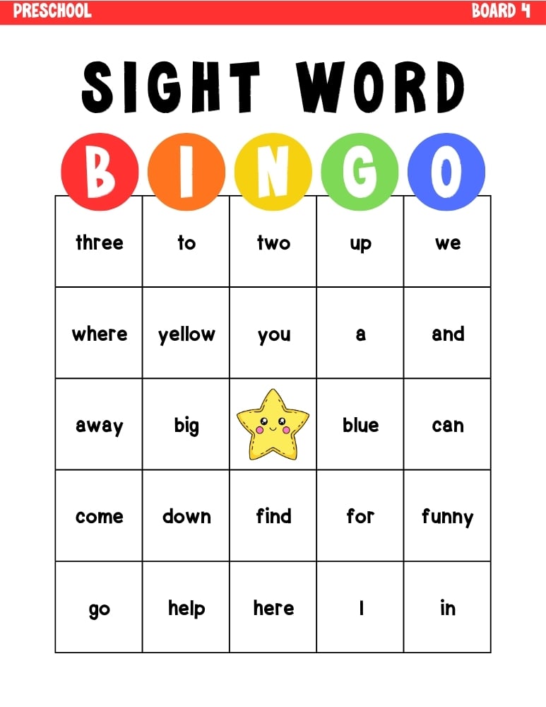 sight word bingo games, education printable, PDF, instant download, kids