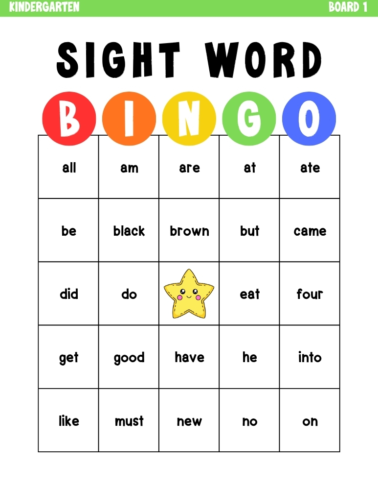 sight word bingo games, education printable, PDF, instant download, kids