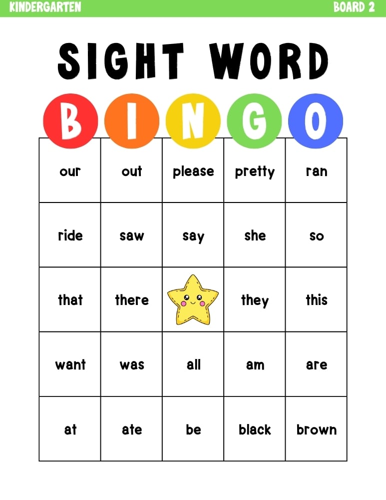 sight word bingo games, education printable, PDF, instant download, kids