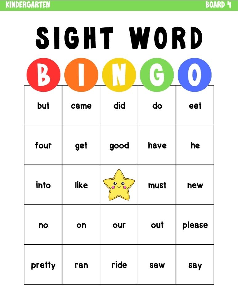 sight word bingo games, education printable, PDF, instant download, kids
