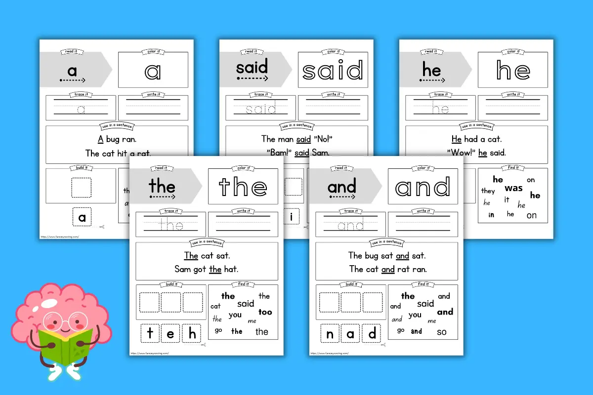 Free Sight Word Worksheets For Reading