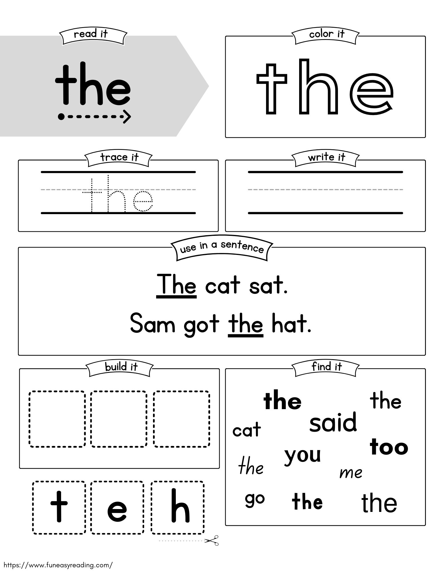 Free Sight Word Worksheets For Reading