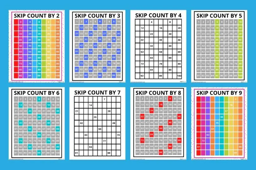 1st Grade Number Charts and Counting Worksheets