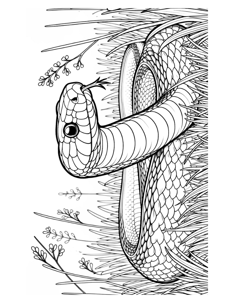 snake coloring page, PDF, instant download, kids