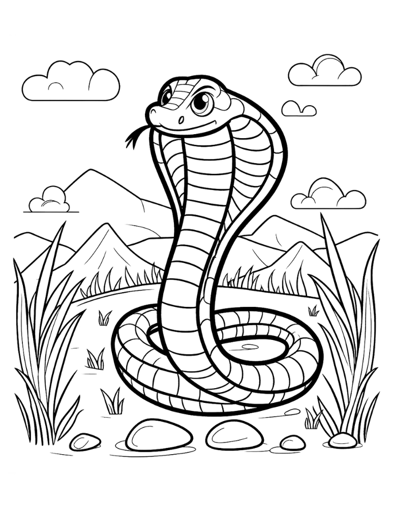 snake coloring page, PDF, instant download, kids