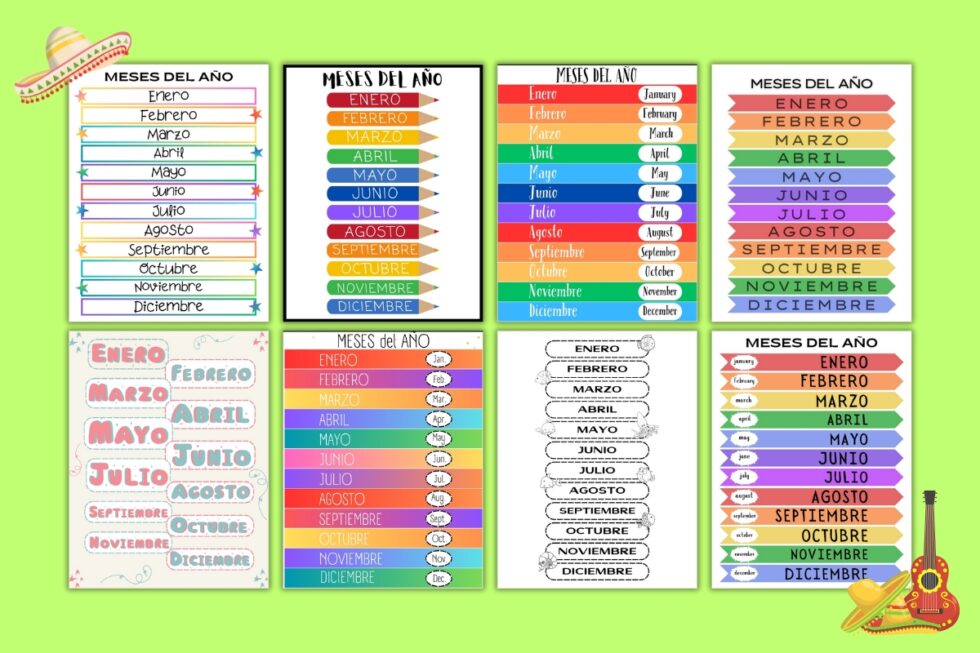 Free Printable Spanish Months Of The Year Charts