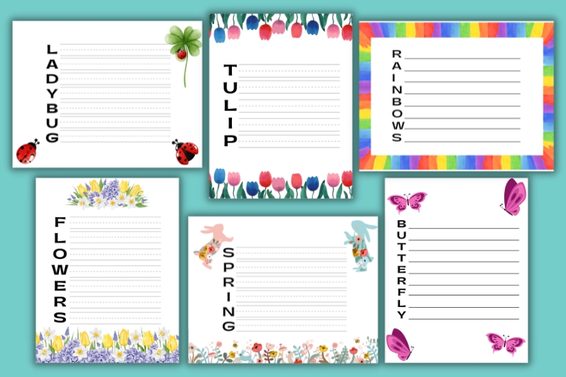 color spring acrostic poem template example pages