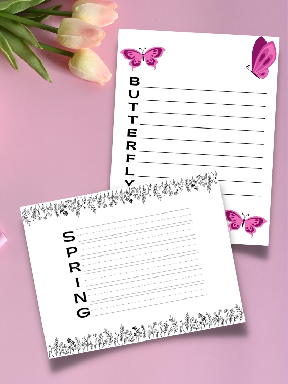 spring acrostic poems on pink background 