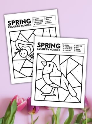 spring color by number pages