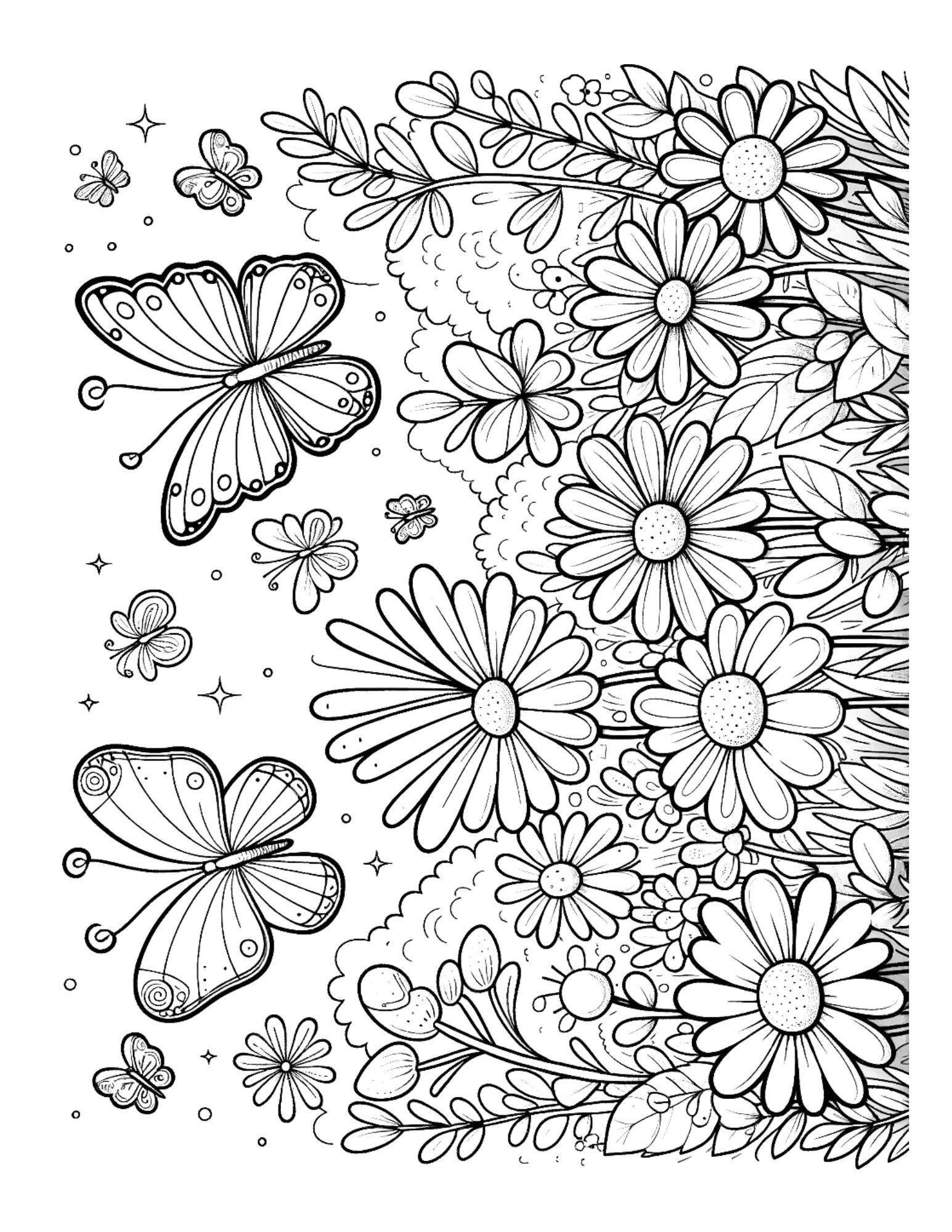 spring coloring page, PDF, instant download, kids