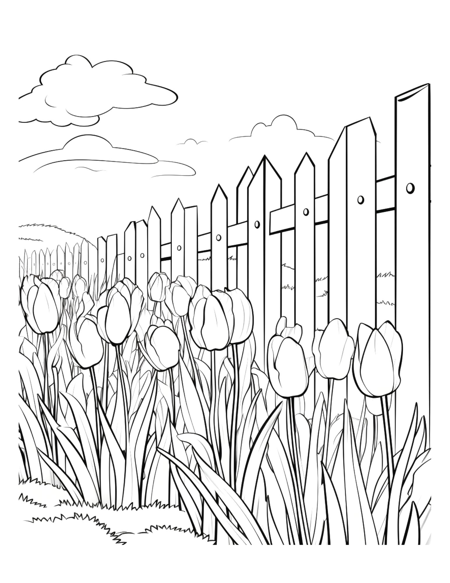 spring coloring page, PDF, instant download, kids