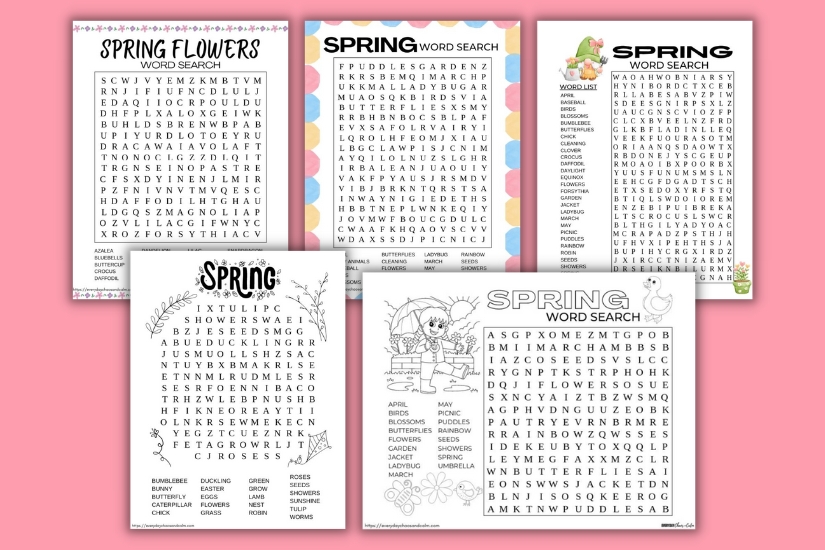 spring word search example pages