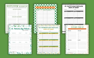 Free Printable St. Patrick’s Day Potluck Sign Up Sheets
