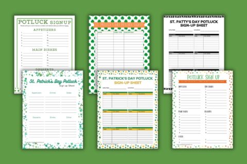 Free Printable St. Patrick's Day Potluck Sign Up Sheets