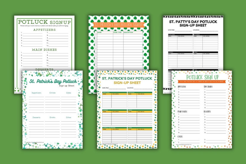 st. patrick's day potluck example pages