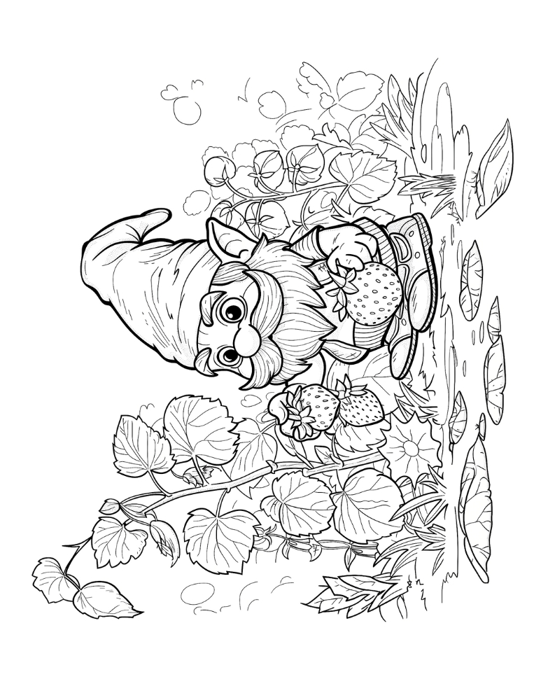 strawberry coloring page, PDF, instant download, kids
