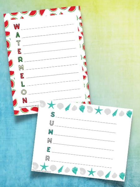 summer acrostic poems on blue green background