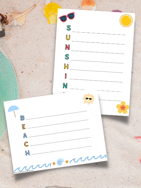 summer acrostic poems on beach background
