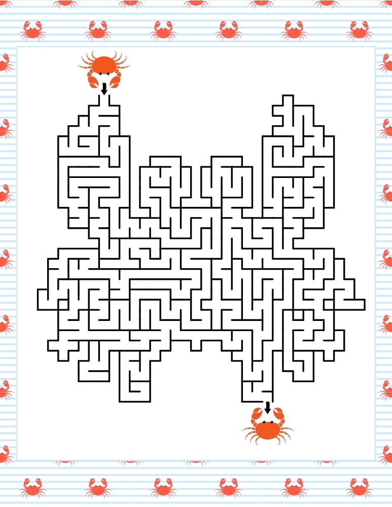 easy summer maze for pre-K, printable summer mazes for young learners, daycare game, PDF, instant download