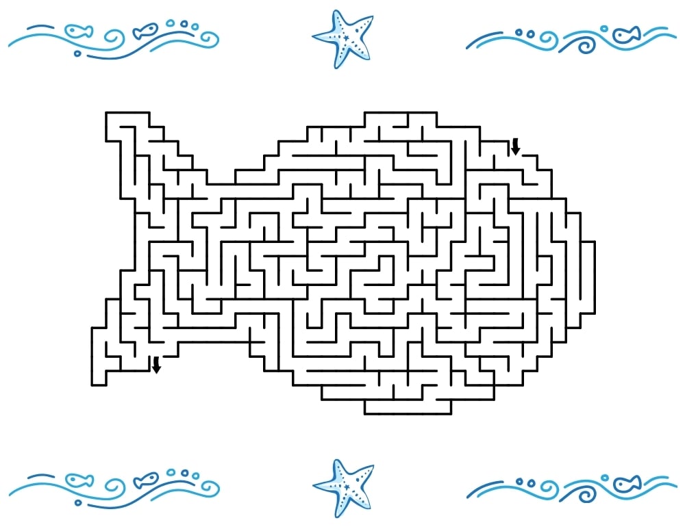 summer maze activity sheet, printable fine motor skills puzzle, classroom morning work, PDF, instant download