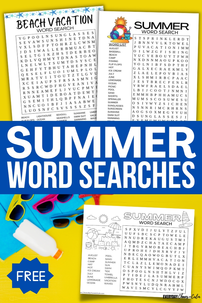 summer word search puzzles