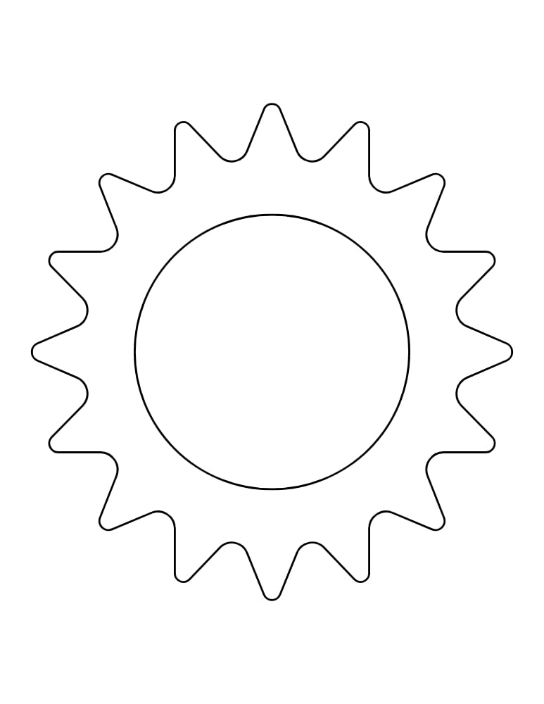 large template of a sun design, giant printable sun outline for school decorations, weather tracking chart icon, PDF, instant download