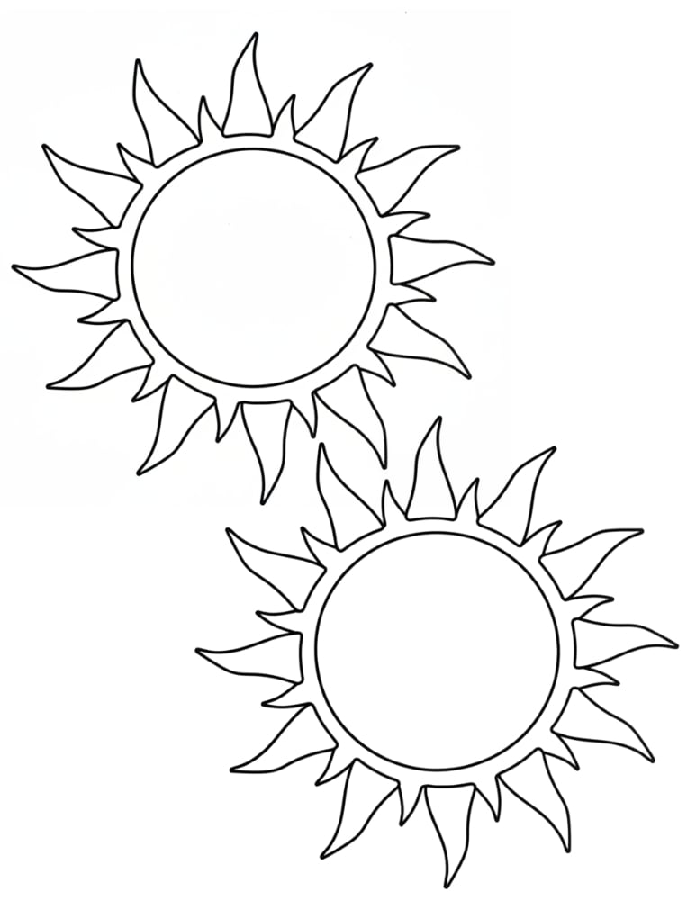multiple small template of a sun shapes, mini printable sun outlines for award cards, greeting card decoration stencils, PDF, instant download