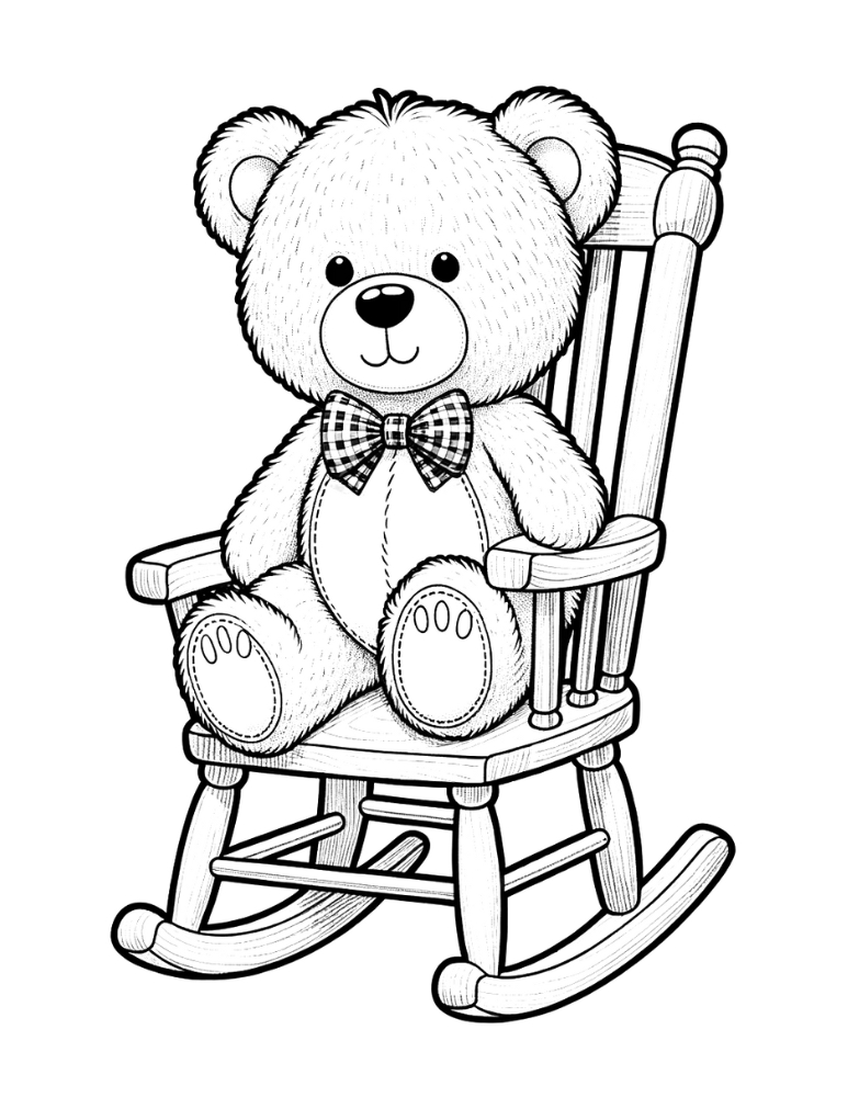 teddy bear coloring page, PDF, instant download, kids