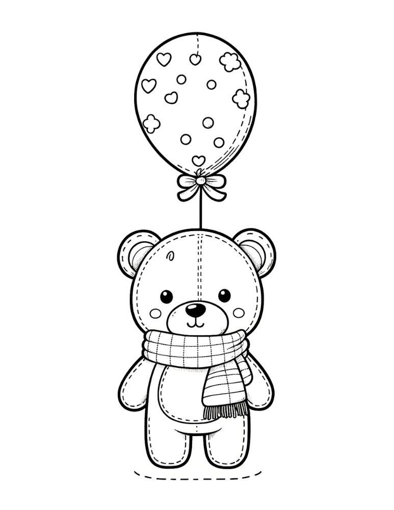 teddy bear coloring page, PDF, instant download, kids