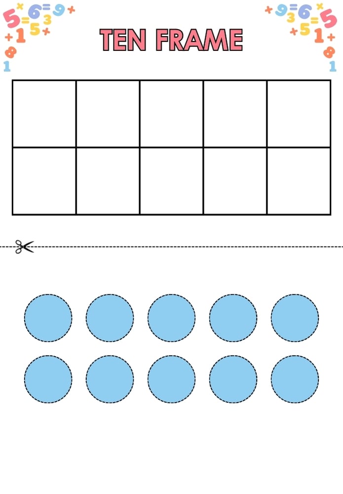 printable ten frame, education printable, PDF, instant download, teachers