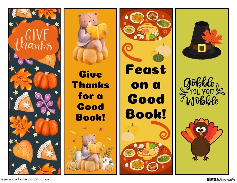 Printable Thanksgiving Bookmarks for Coloring- with Thanksgiving Gnomes! Free printable Thanksgiving bookmarks for coloring, printing, school or classroom, pdf, elementary grades, print, download.