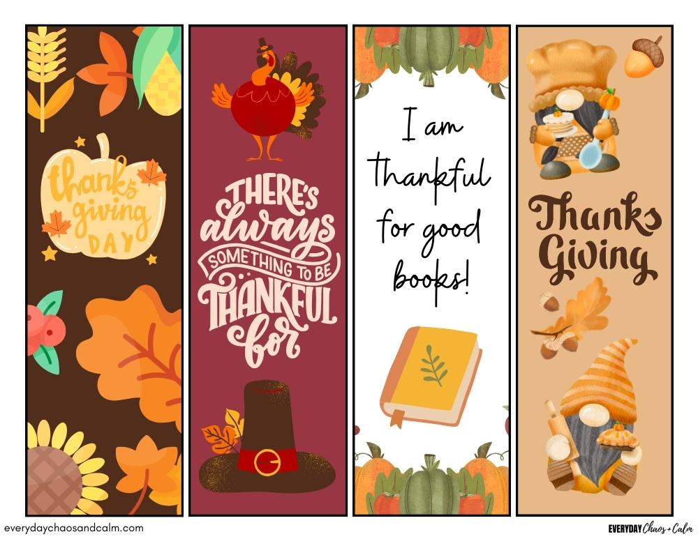 Printable Thanksgiving Bookmarks for Coloring- with Thanksgiving Gnomes! Free printable Thanksgiving bookmarks for coloring, printing, school or classroom, pdf, elementary grades, print, download.