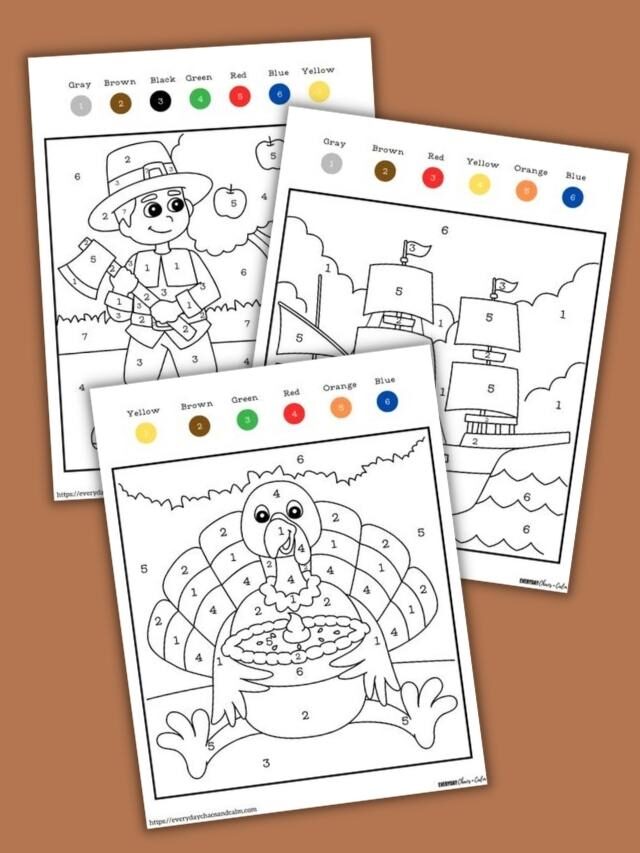 Free Thanksgiving Color By Number Pages!