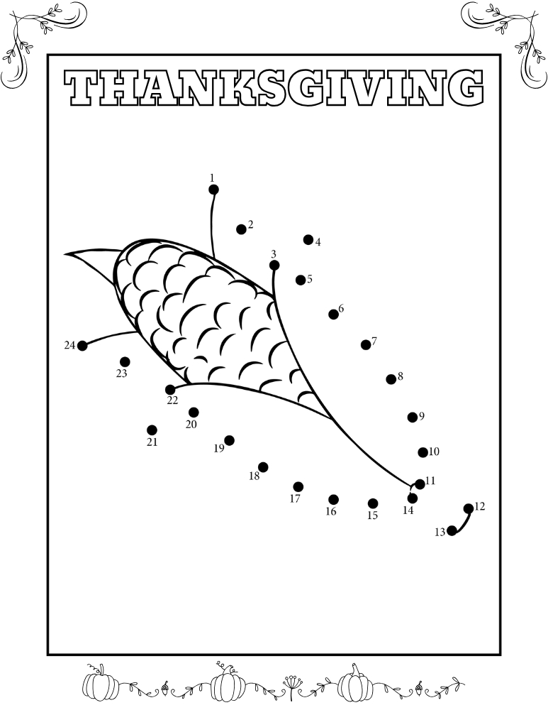 Thanksgiving Dot to Dot Printables, education printable, PDF, instant download, kids