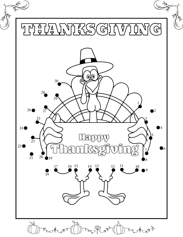Thanksgiving Dot to Dot Printables, education printable, PDF, instant download, kids