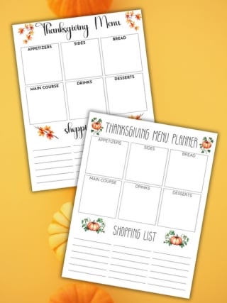 thanksgiving menu planners