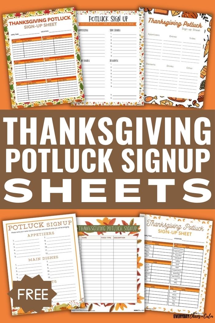 thanksgiving potluck signup sheets with example pages