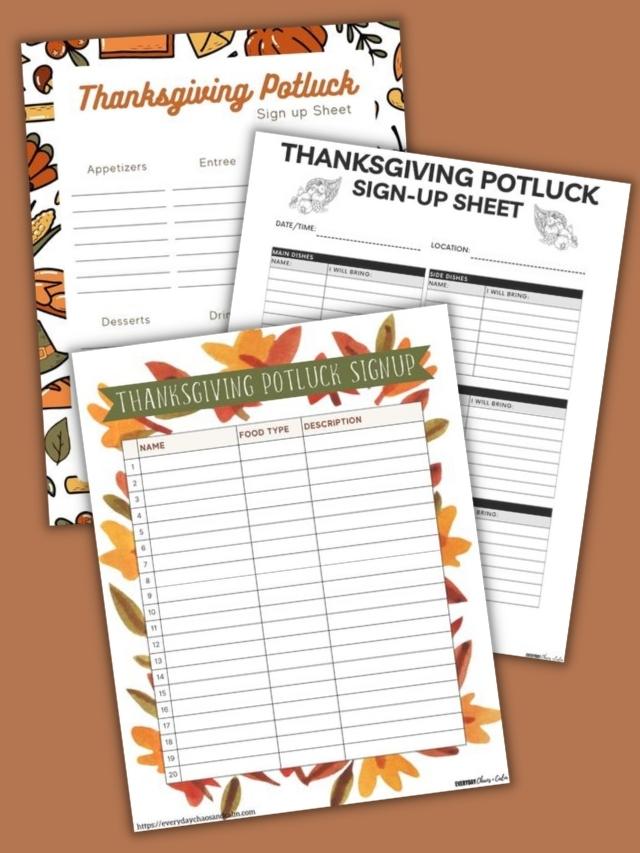 Free Thanksgiving Potluck Sign Up Sheets Everyday Chaos And Calm