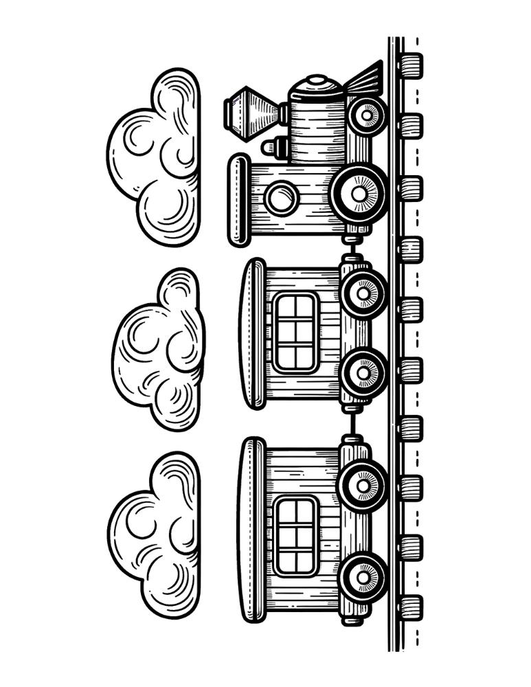 train coloring page, PDF, instant download, kids