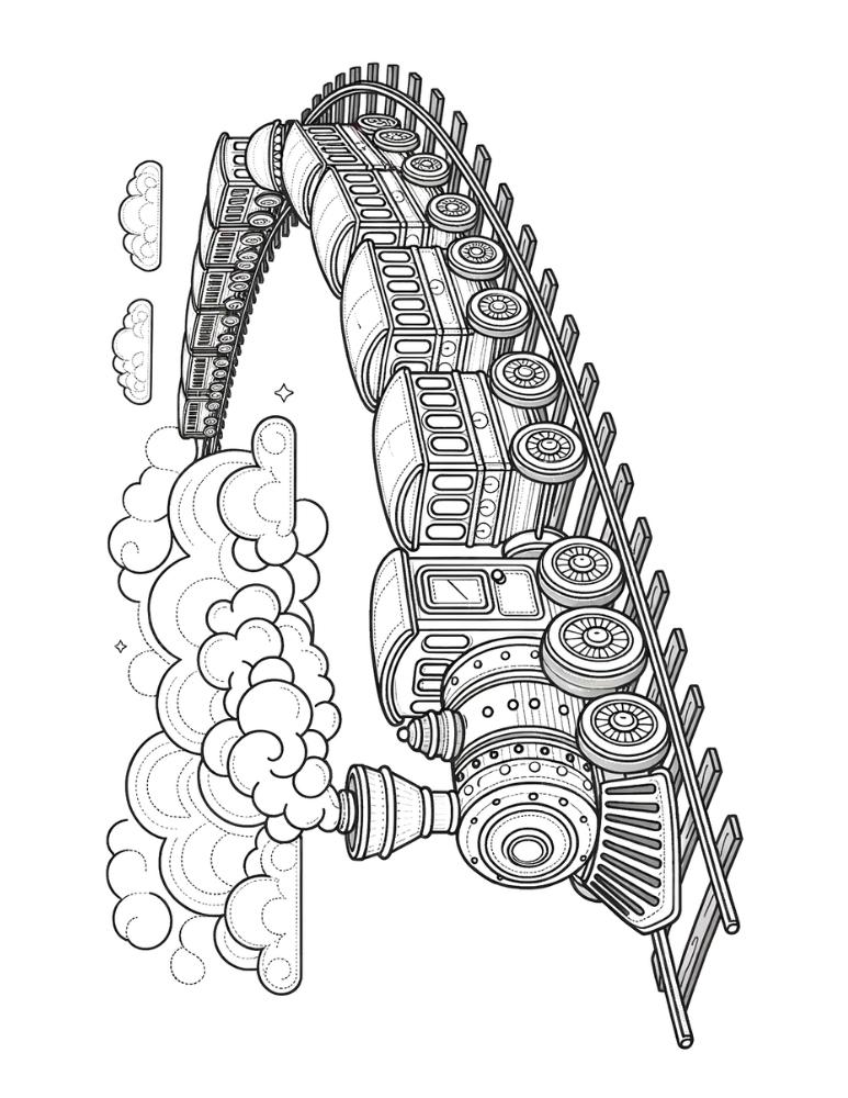 train coloring page, PDF, instant download, kids