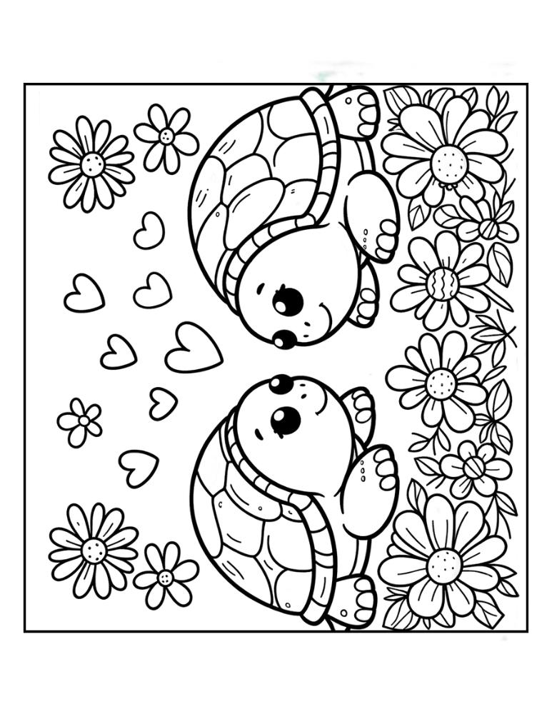 turtle coloring page, PDF, instant download, kids