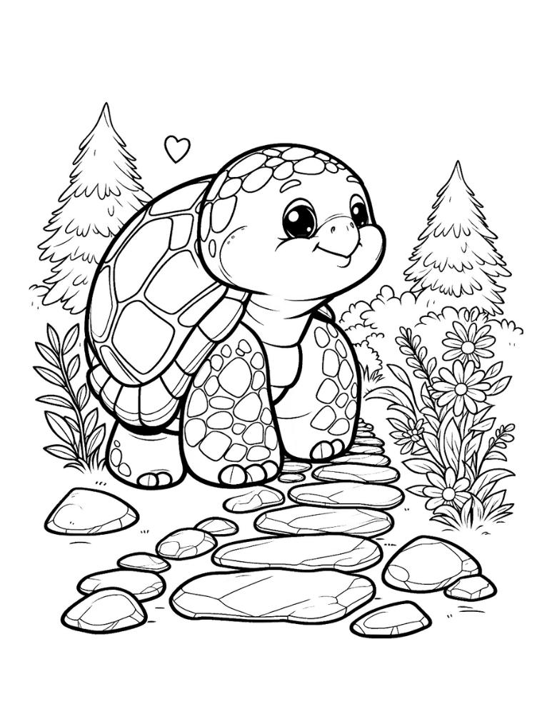 turtle coloring page, PDF, instant download, kids