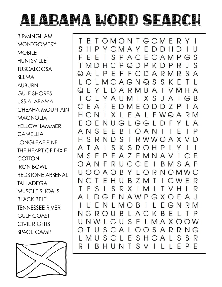 US states word search, geography, education printable, PDF, instant download, 
