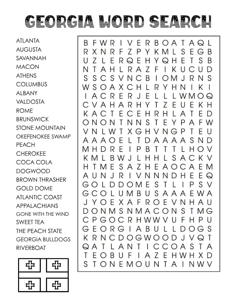 US states word search, geography, education printable, PDF, instant download, 