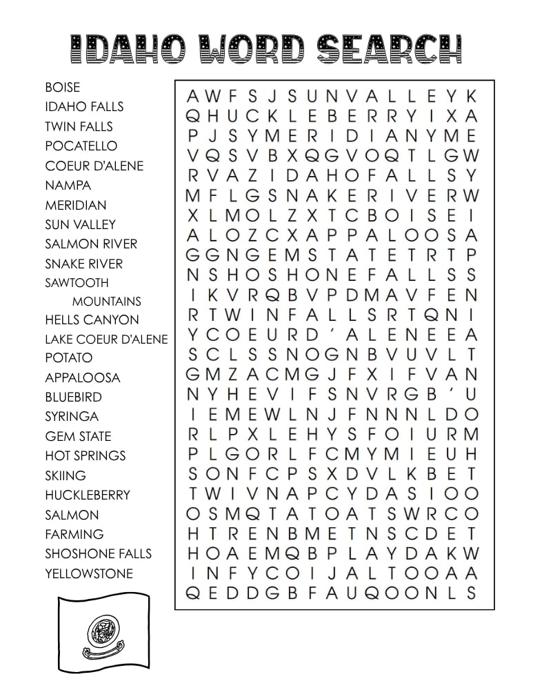 US states word search, geography, education printable, PDF, instant download, 