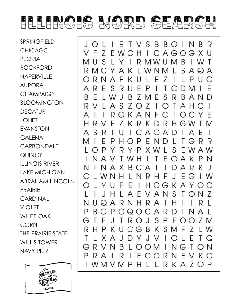 US states word search, geography, education printable, PDF, instant download, 