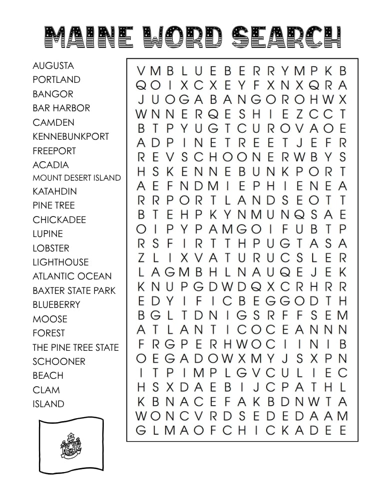 US states word search, geography, education printable, PDF, instant download, 