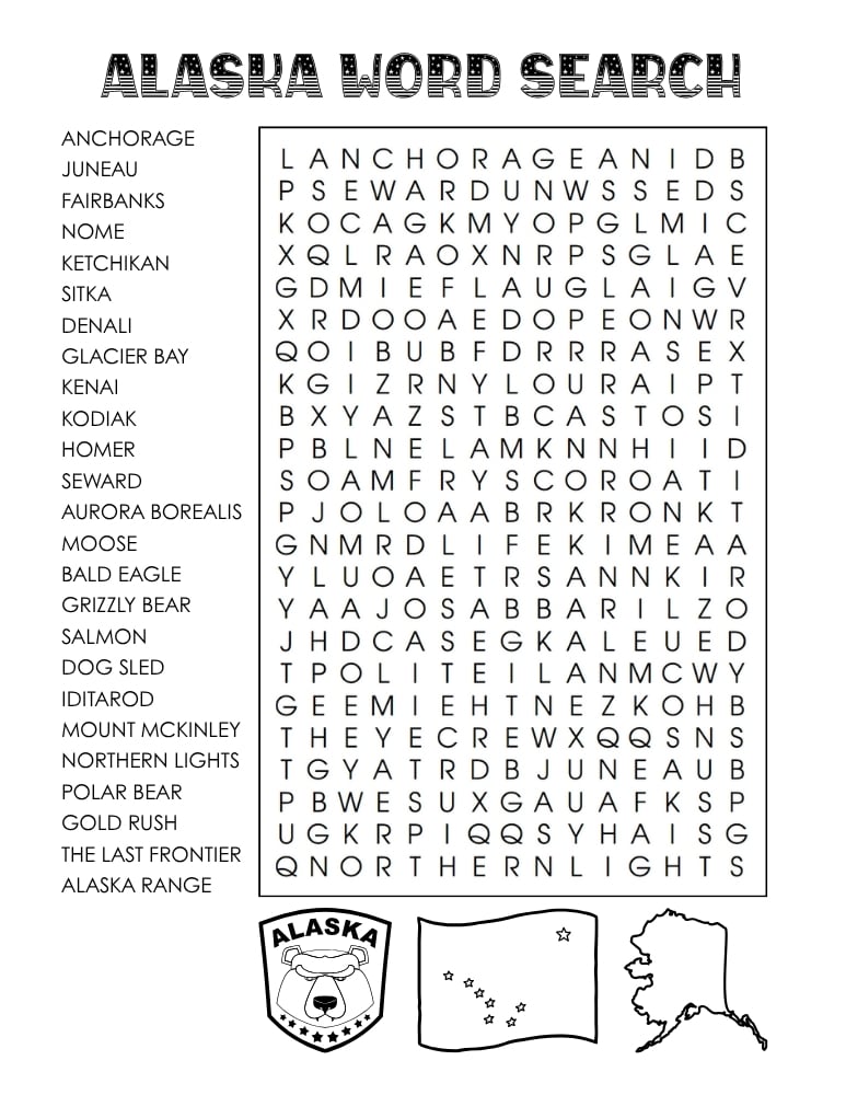 US states word search, geography, education printable, PDF, instant download, 